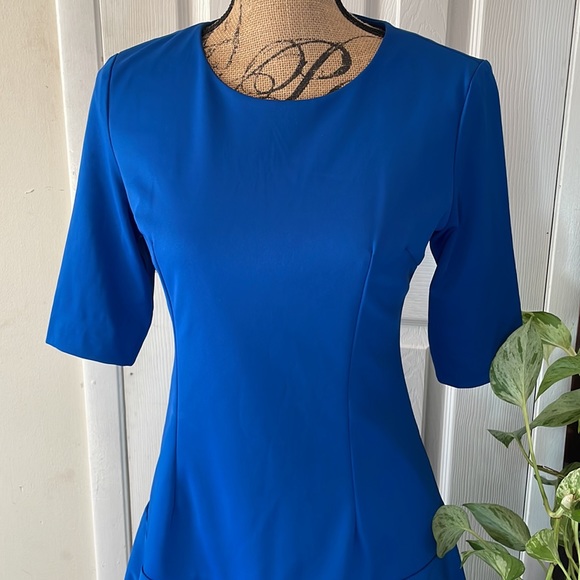 Forcast Royal Blue Peplum Hem Flare Mini Dress Size US 6/Aus 10 NWT - Picture 2 of 9